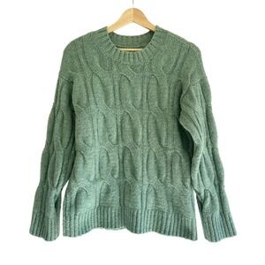 American‎ Eagle Green Cable Knit Sweater Womens Size S Long Sleeve Pullover